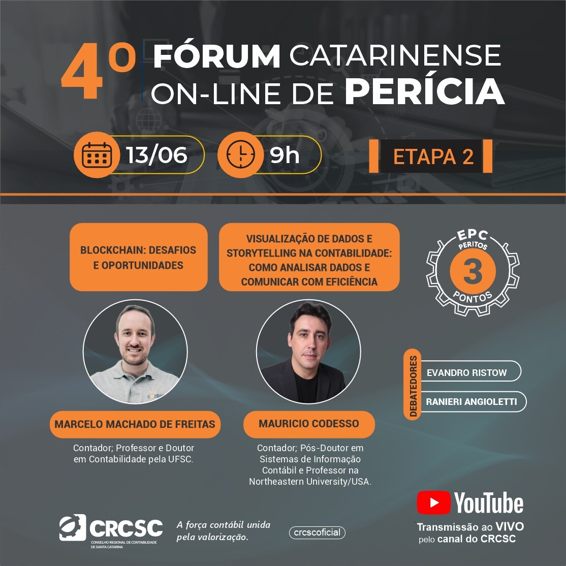 Inscrições abertas para a segunda etapa do Fórum Catarinense on-line de Perícia