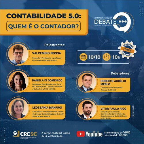 Câmara Técnica Debate vai abordar a “Contabilidade 5.0: Quem é o Contador?”